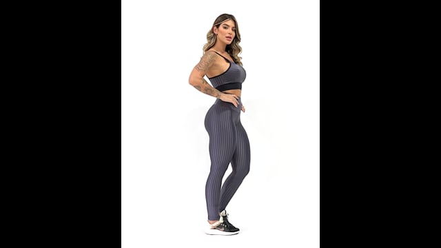 Legging Cintura Alta Fitness Cinza New Vision