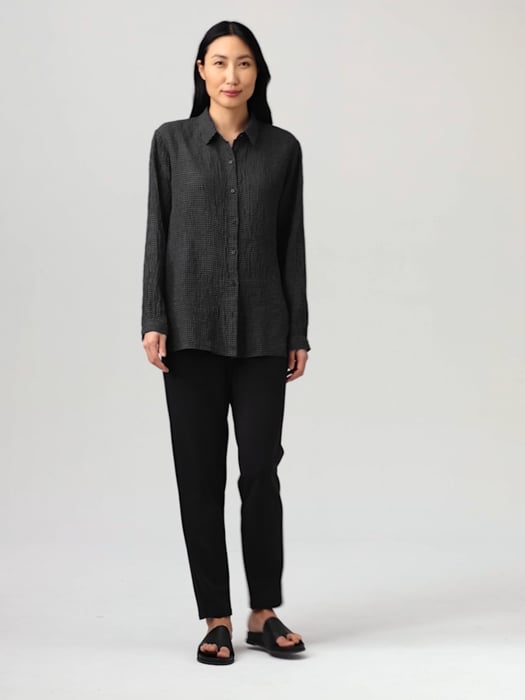 Tops & Tees  Eileen Fisher Womens Puckered Organic Linen Short-Sleeve  Shirt Chestnut « Batiland Ravet