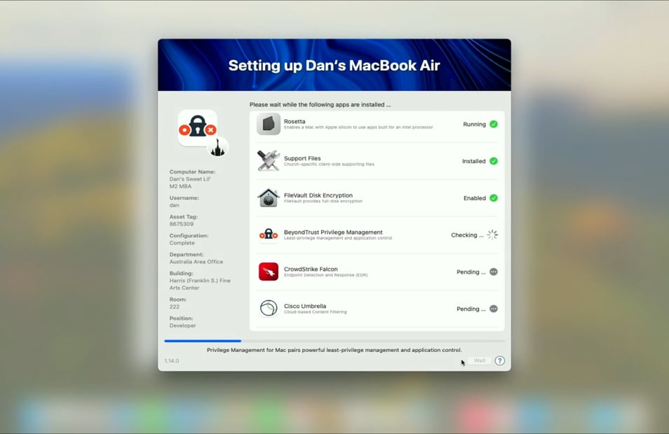 Setup Your Mac (1.14.0) screencast (01:51; no audio; edited for time)