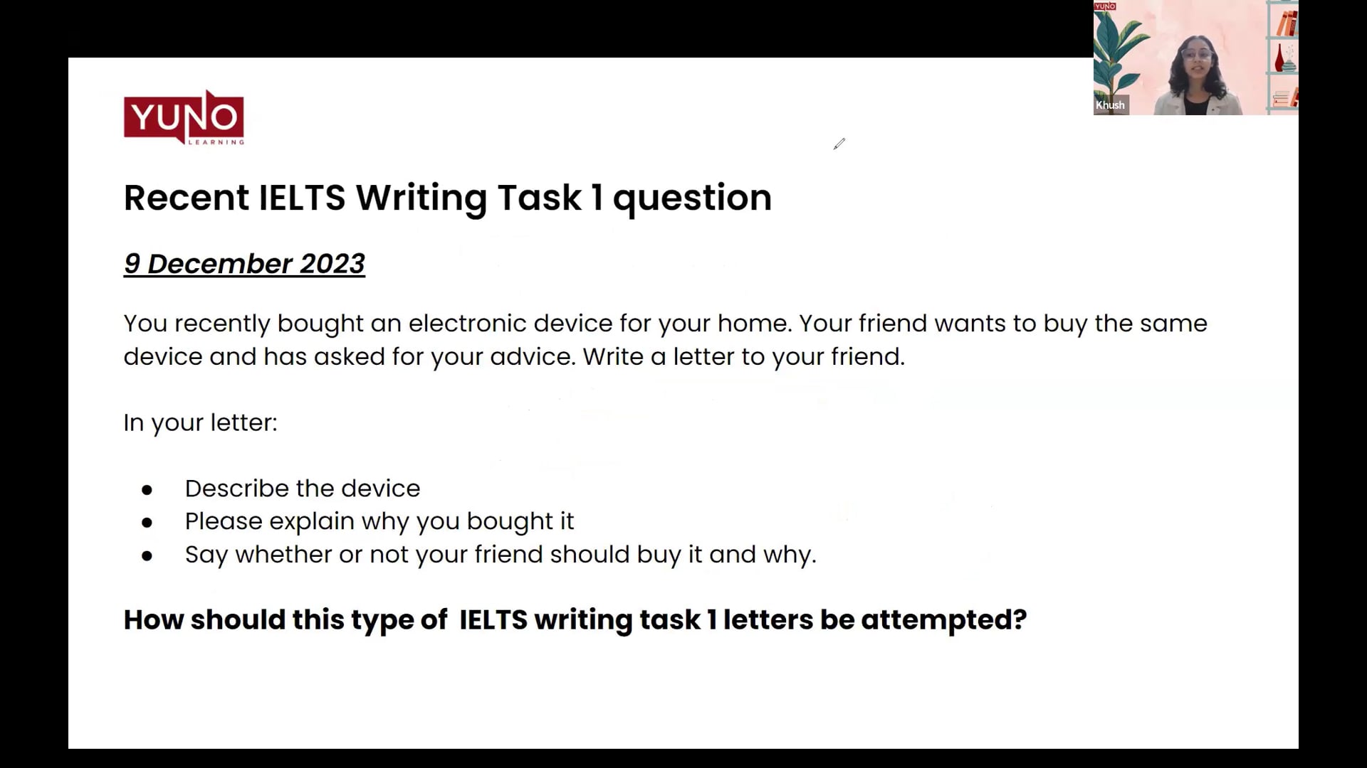 9 December 2023 IELTS General Training Writing Task 1