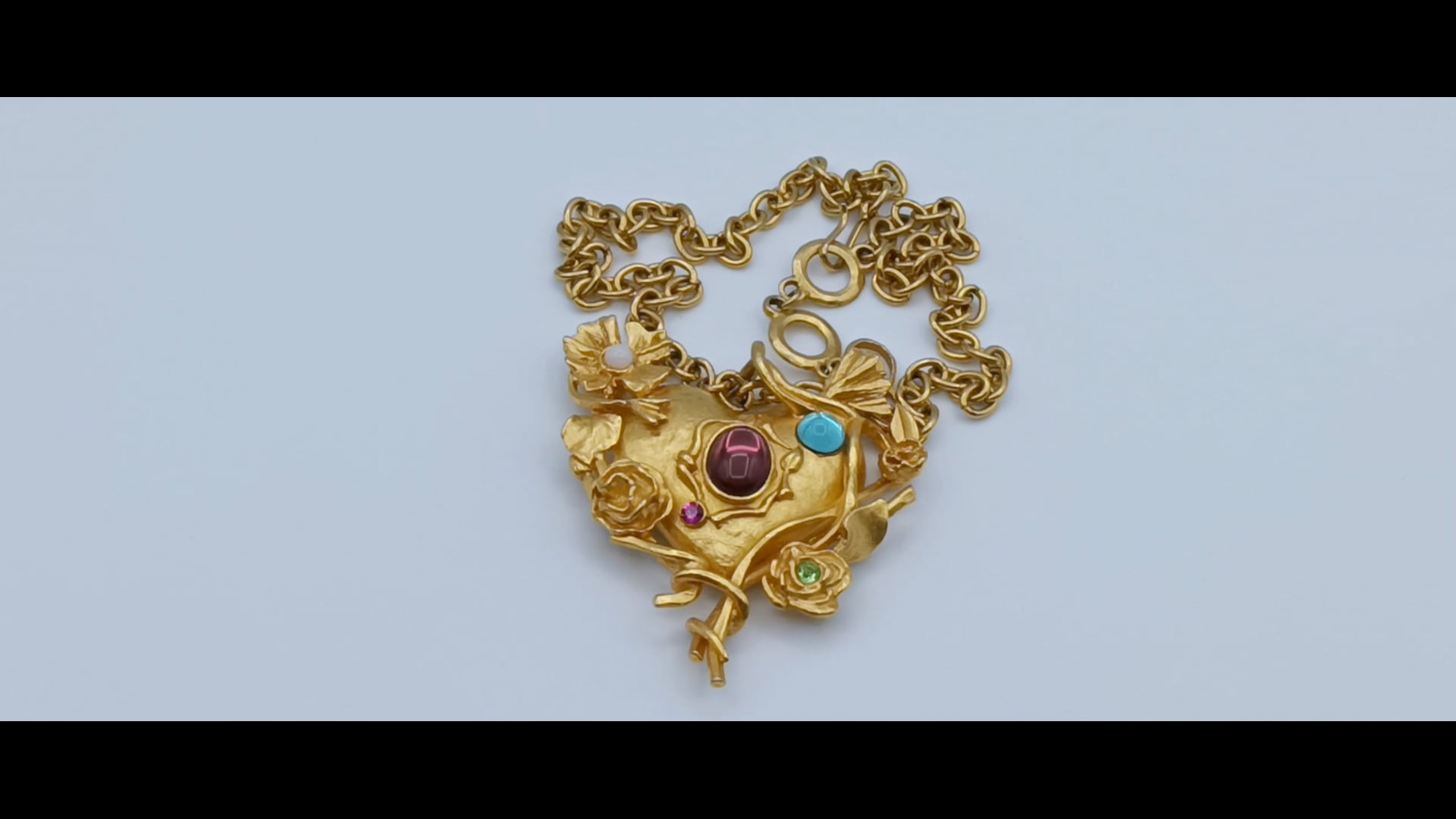 CHRISTIAN LACROIX Vintage Jewelled Floral Mirrored Heart Pendant