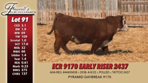 Lot #91 - ECR 9170 EARLY RISER 2437