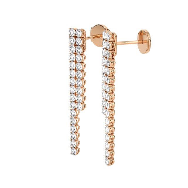 Rivière Ohrringe mit Labordiamanten von 3.90 Karat in Rotgold