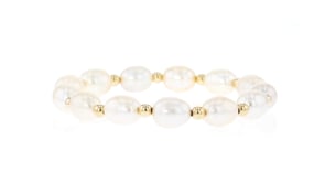 8-9mm Cultured Pearl and 14kt Yellow Gold Bead Bracelet