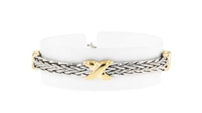 Two-Tone Sterling Silver Wheat-Link X Station Bracelet