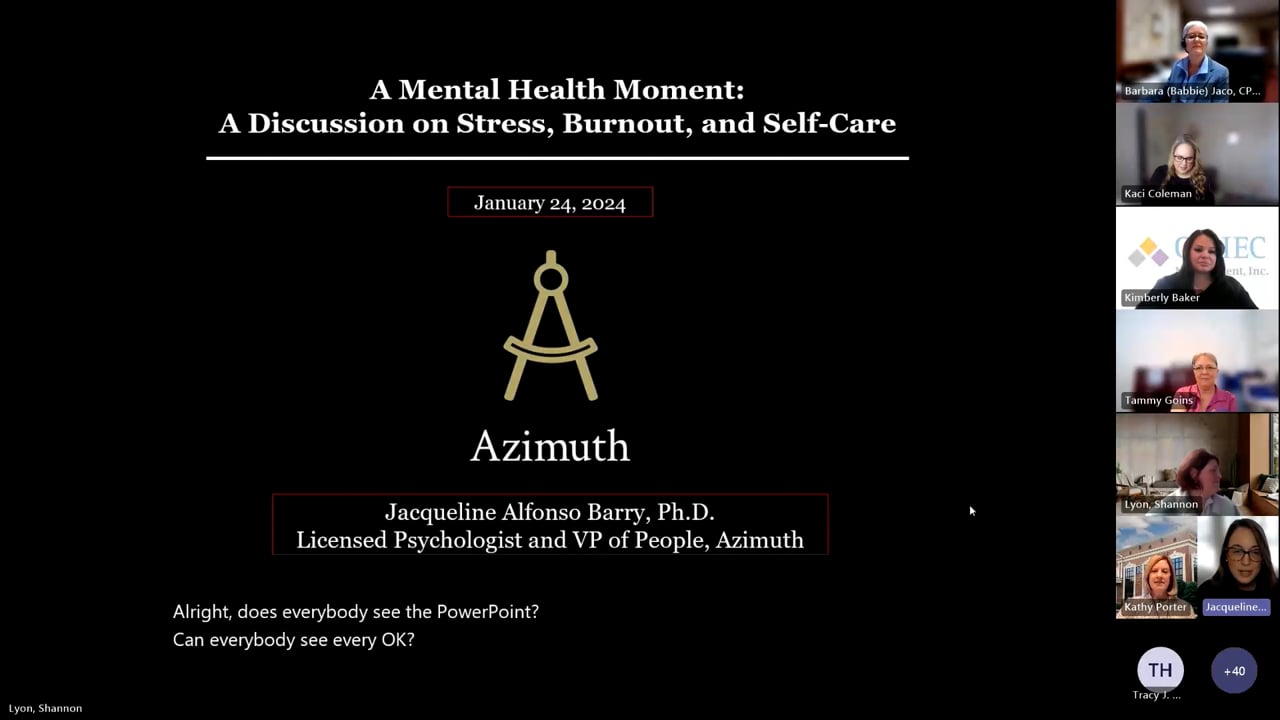 IREM Chapter 72 - A Mental Health Moment: A Discussion on Stress, Burnout, and Self-Care
