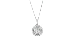 C. 1990 Vintage 1.00 ct. t.w. Diamond Cluster Pendant Necklace in 14kt White Gold