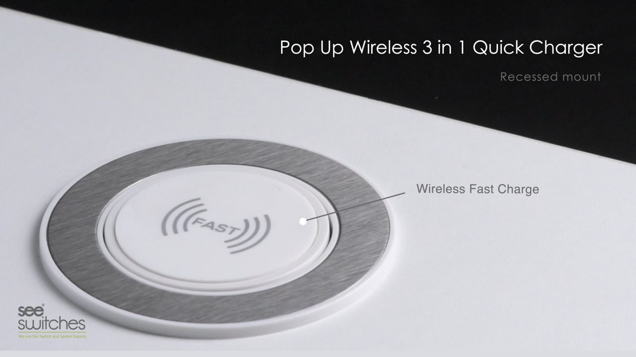 Pop up Wireless 3 in 1 quick charger socket