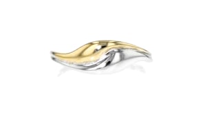 Sterling Silver and 14kt Yellow Gold Wavy Ring