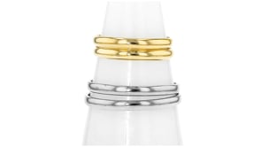 Sterling Silver and 14kt Yellow Gold Jewelry Set Four Rings