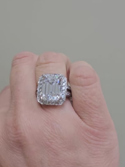 8CT EMERALD CUT W/ DOUBLE SHANK MIRCO-PAVE F802-CZ-14K