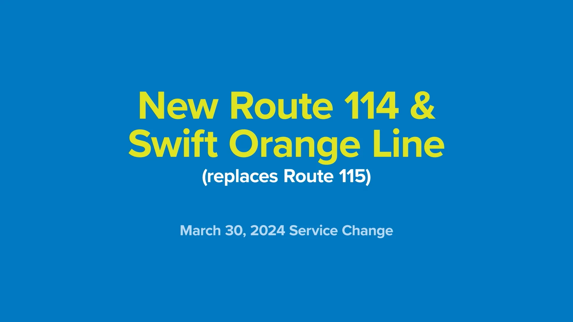 New Route 114 and the new Swift Orange Line on Vimeo