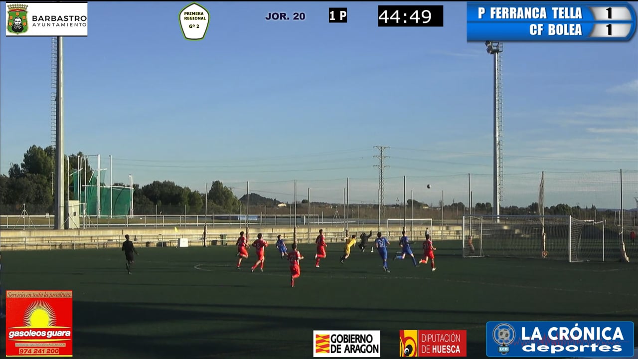 (RESUMEN Y GOLES) Peña Ferranca Tella 3-2 CD Bolea / Jor. 20 / Primera Regional Gr 2