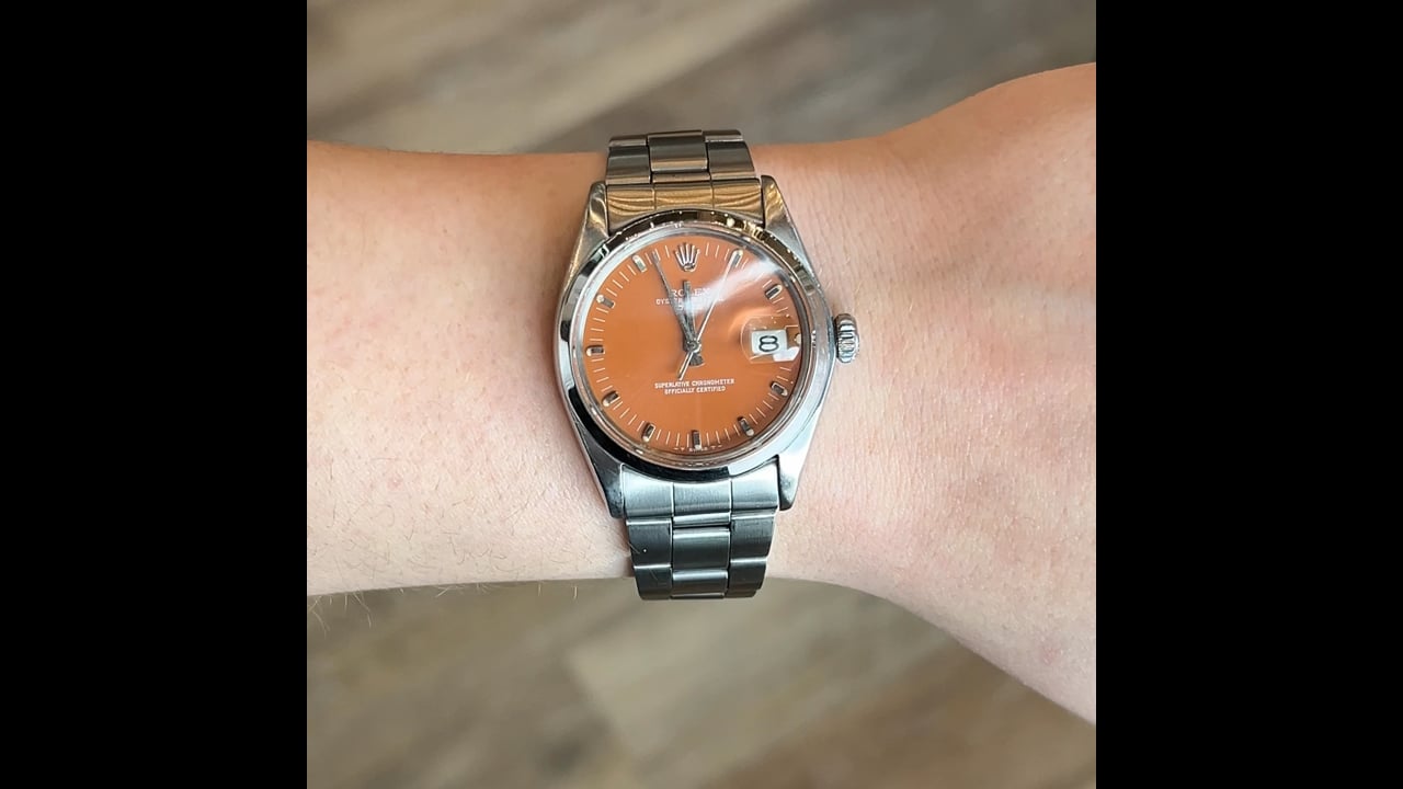 Rolex Date Orange Dial Rivet Bracelet 1974 34mm 1500 – Filigree