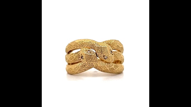 Vintage Double Headed Snake Ring in 18k Yellow Gold