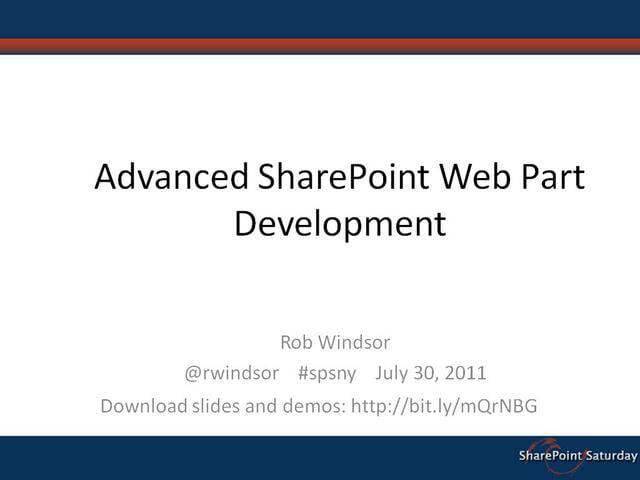 Advanced SharePoint Web Part Development on Vimeo