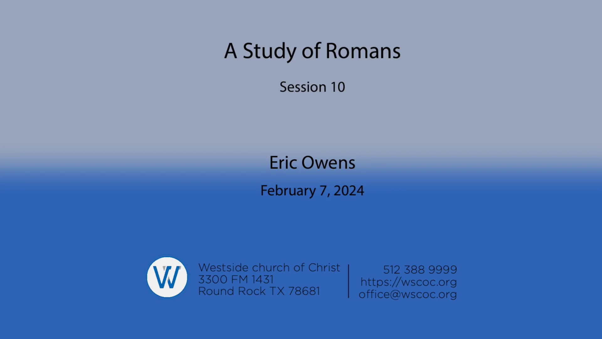 A Study of Romans - Session 10 on Vimeo