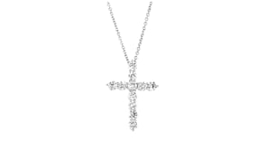 1.00 ct. t.w. Lab-Grown Diamond Cross Pendant Necklace in 14kt White Gold