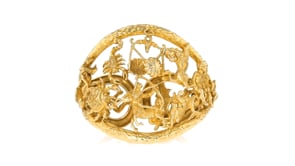 C. 1975 Vintage 14kt Yellow Gold Zodiac Symbol Cuff Bracelet