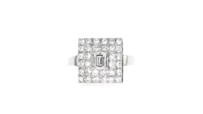 C. 1990 Vintage 1.00 ct. t.w. Diamond Square Cluster Ring in Platinum