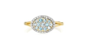 40 ct. t.w. Swiss Blue Topaz and .13 ct. t.w. Diamond Ring in 18kt Gold Over Sterling