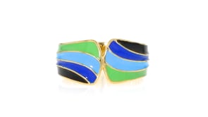 Multicolored Enamel Ring in 18kt Gold Over Sterling