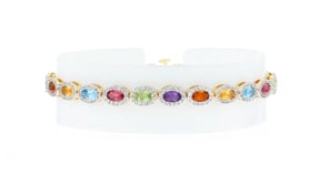 7.40 ct. t.w. Multi-Gemstone Tennis Bracelet in 18kt Gold Over Sterling