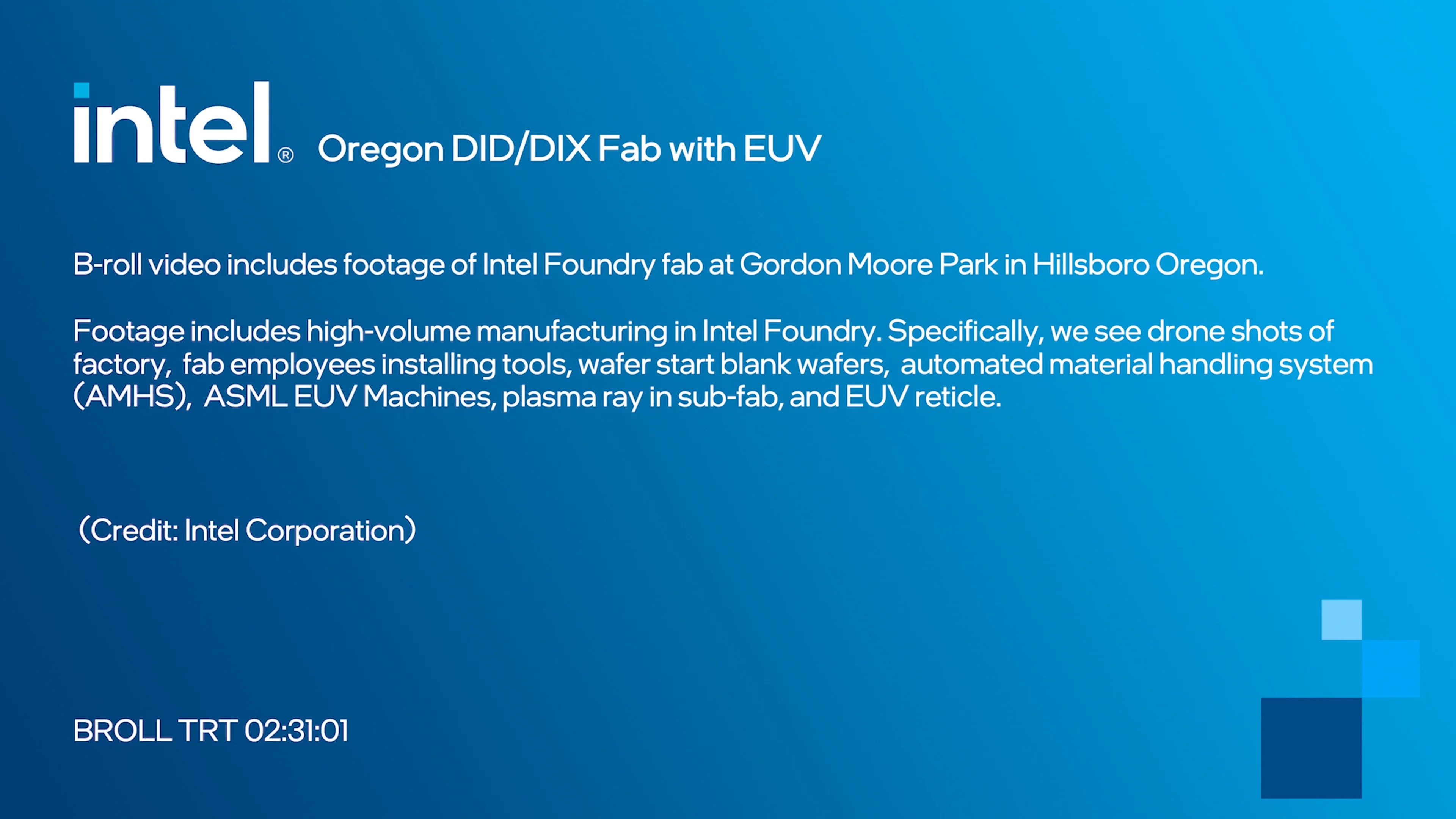 Intel Oregon D1d D1x Fab With Extreme Ultraviolet Technology (b-roll 