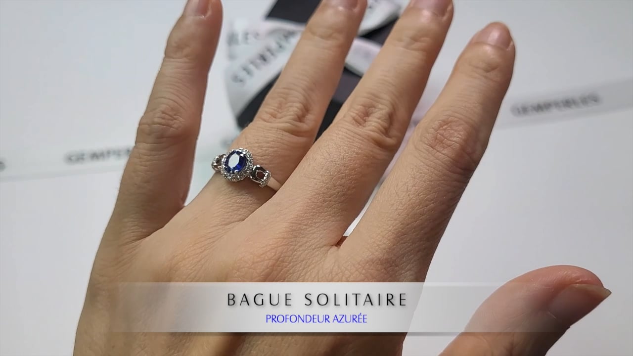 Anello solitario profondeur azurée
