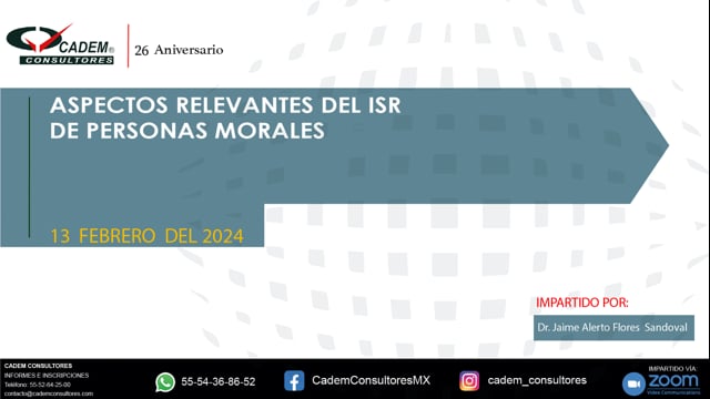 ASPECTOS RELEVANTES DEL ISR DE PERSONAS MORALES