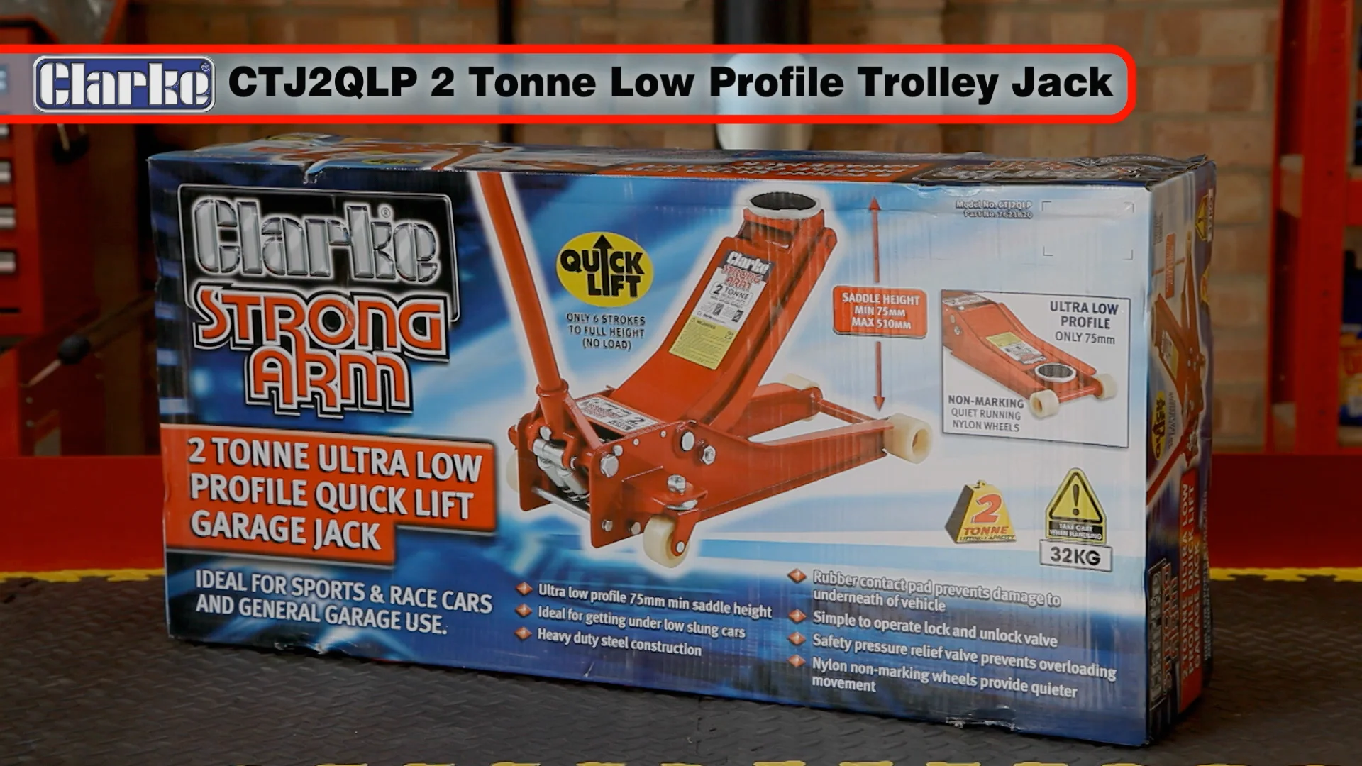 Clarke CTJ2QLP 2 Tonne Quick Lift Low Profile Trolley Jack