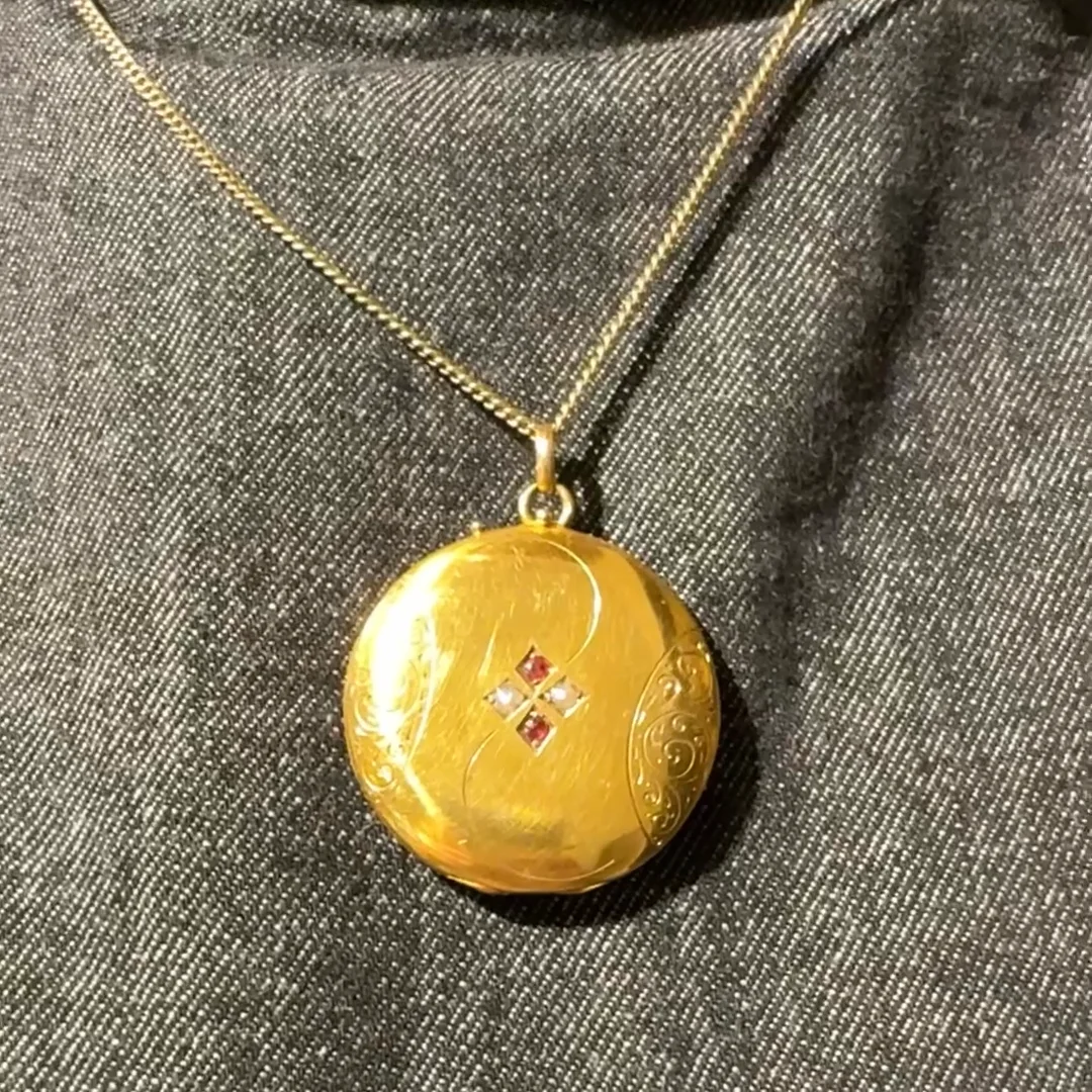 希少！古銅　つるべ　D587 ペーストパール 20k ラウンドシェイプ ロケット 15618-8602