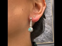 Diamond Emerald Platinum Drop Earrings 15478-2447