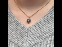 Diamond Emerald 18k Silver Heart-Shape Pendant 15738-8618