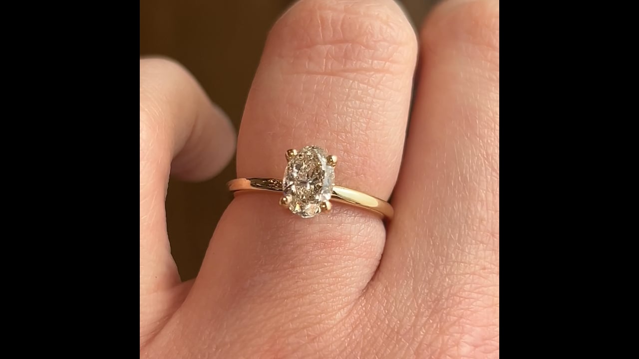 Oval Light Brown Diamond Engagement Ring in Yellow Gold