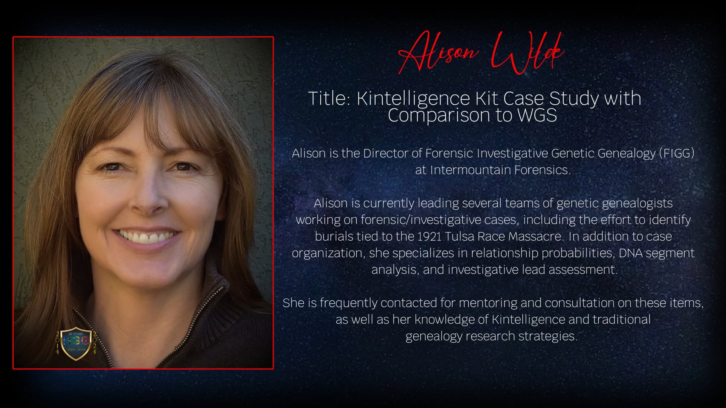 Kintelligence Kit Case Study with Comparison to WGS, Alison Wilde ...