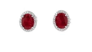 8.00 ct. t.w. Ruby and .30 ct. t.w. White Topaz Earrings in Sterling Silver
