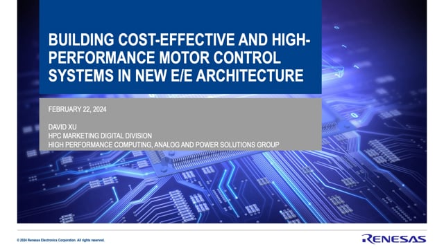 Building cost-effective and high-performance motor control systems in new E/E architectures