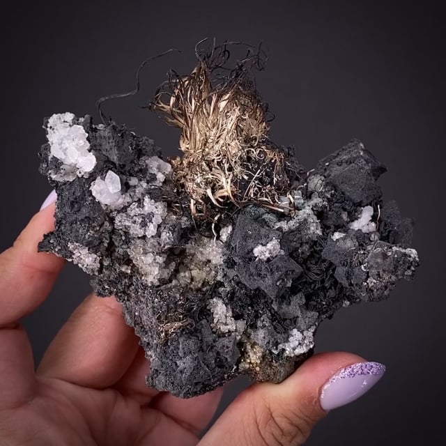 Silver on Acanthite with Calcite