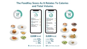 FoodKey score as it relates to calories and total volume