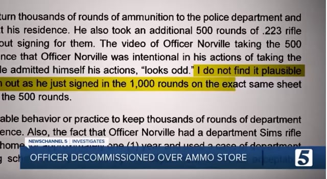 Murfreesboro police officer accused of storing department ammunition at his home