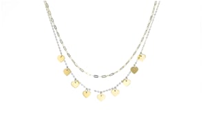 Italian 14kt Yellow Gold Paper Clip Link and Heart Station Layered Necklace