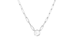 20 Carat Bezel-Set Diamond Paper Clip Link Necklace in Sterling Silver