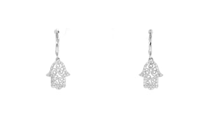 20 ct. t.w. Diamond Filigree Hamsa Hoop Drop Earrings in Sterling Silver