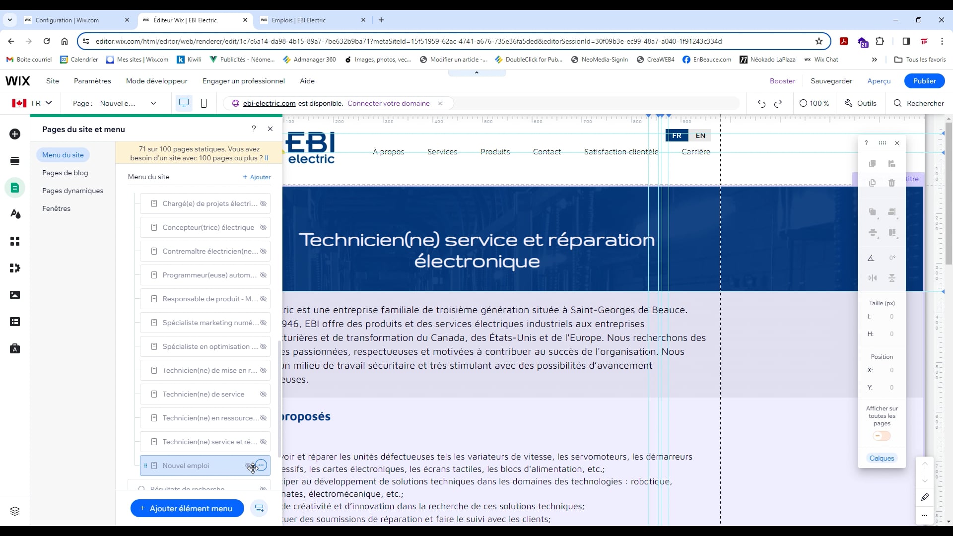 Gestion des offres d'emploi
