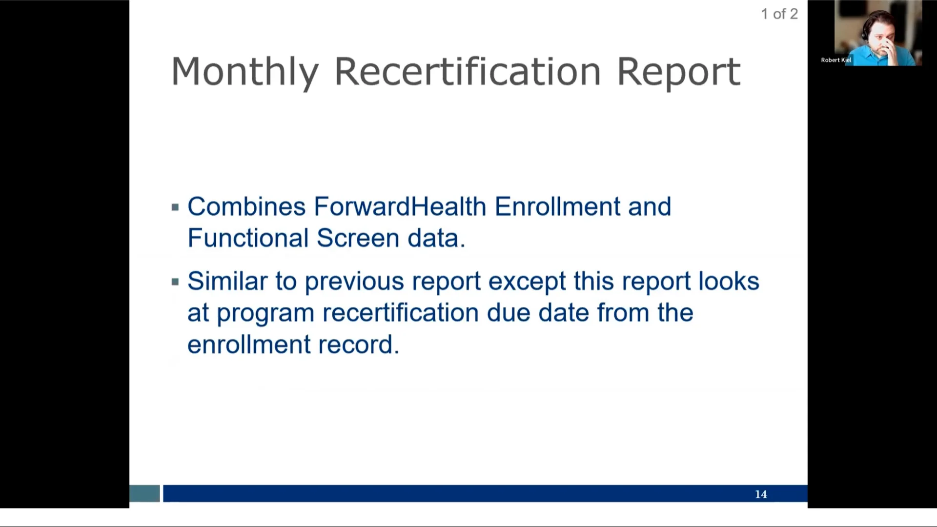 Monthly Recertification Report on Vimeo
