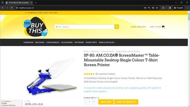 ScreenMaster Desktop Single Colour Screen Printer SP-S0 Assemble