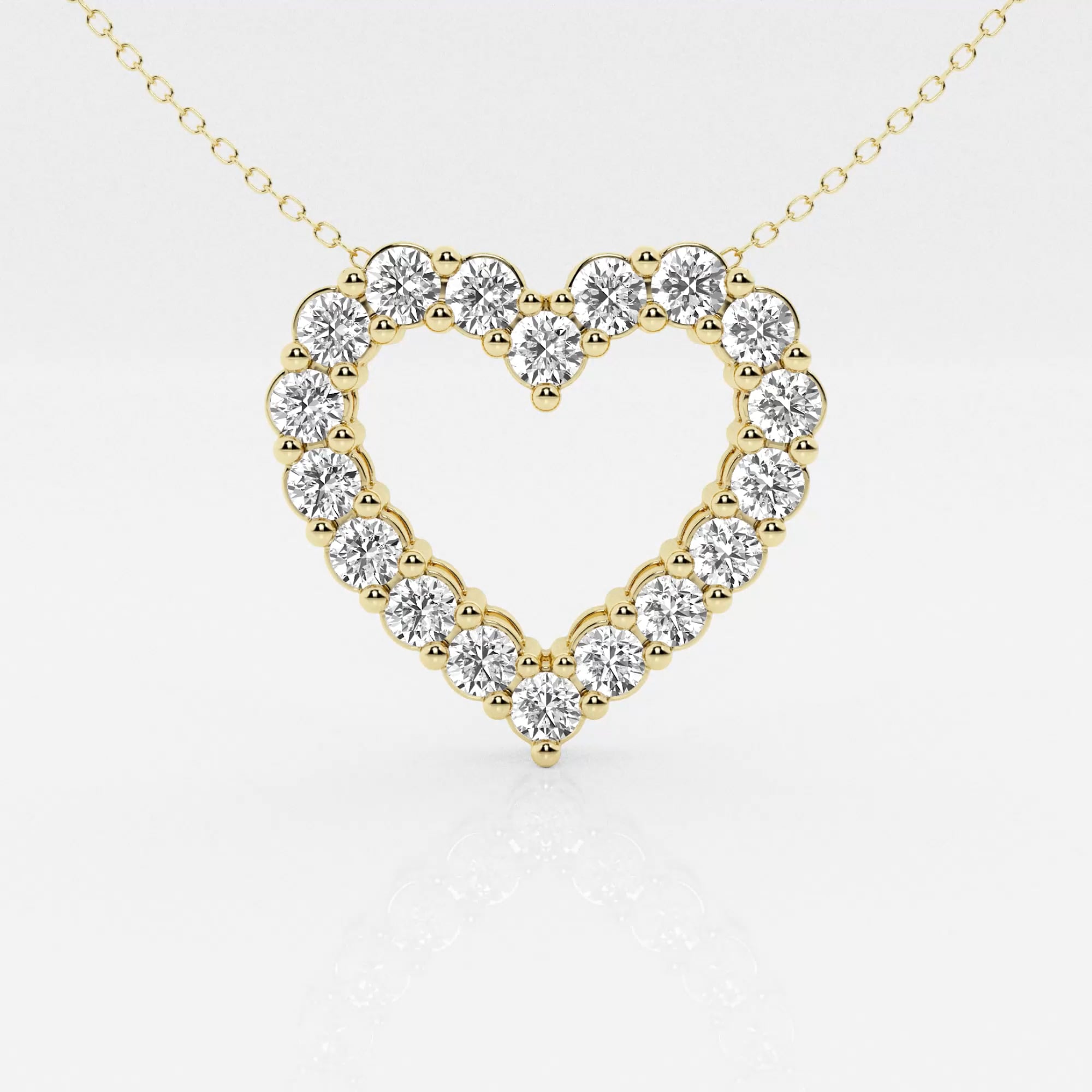 product video for 1 1/2 ctw Round Lab Grown Diamond Heart Pendant with Adjustable Chain