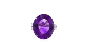 C. 2000 Vintage 13.82 Carat Amethyst Ring with .13 ct. t.w. Diamonds in Platinum