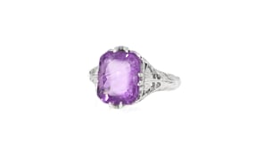 C. 1950 Vintage 1.75 Carat Amethyst Intaglio Ring in 14kt White Gold